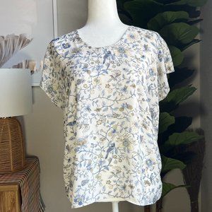 LOFT Petite Mixed Media Floral Top